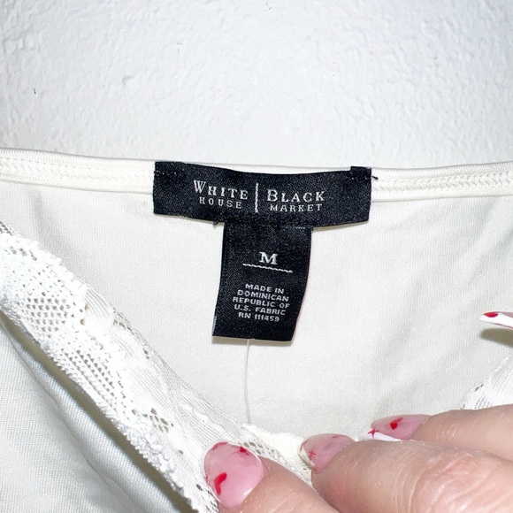 White House Black Market off white lace layering tank top - Picture 5 of 11